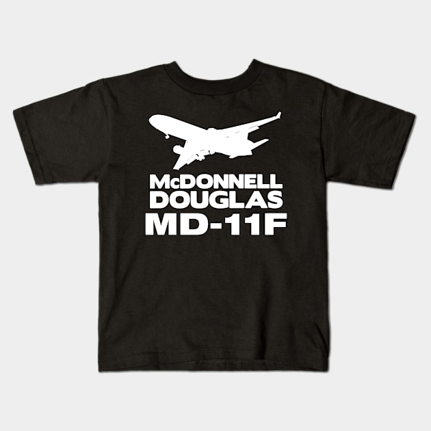 McDonnell Douglas MD-11F Silhouette Print (White) Kids T-Shirt by TheArtofFlying